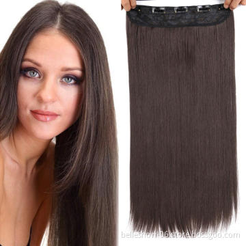Hot sell Cheap One piece 5 Clips Extensions Synthetic Hair Weft cheap synthetic straight  clip in hair extension